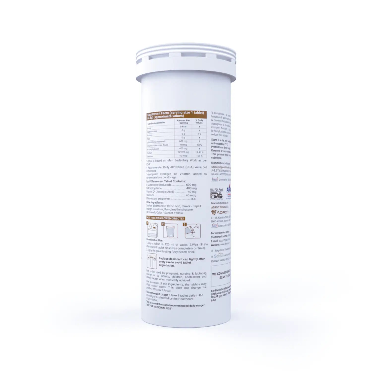 600 microgram of glutathione (600 MG) Glutathione Skin Care Ingredients: How