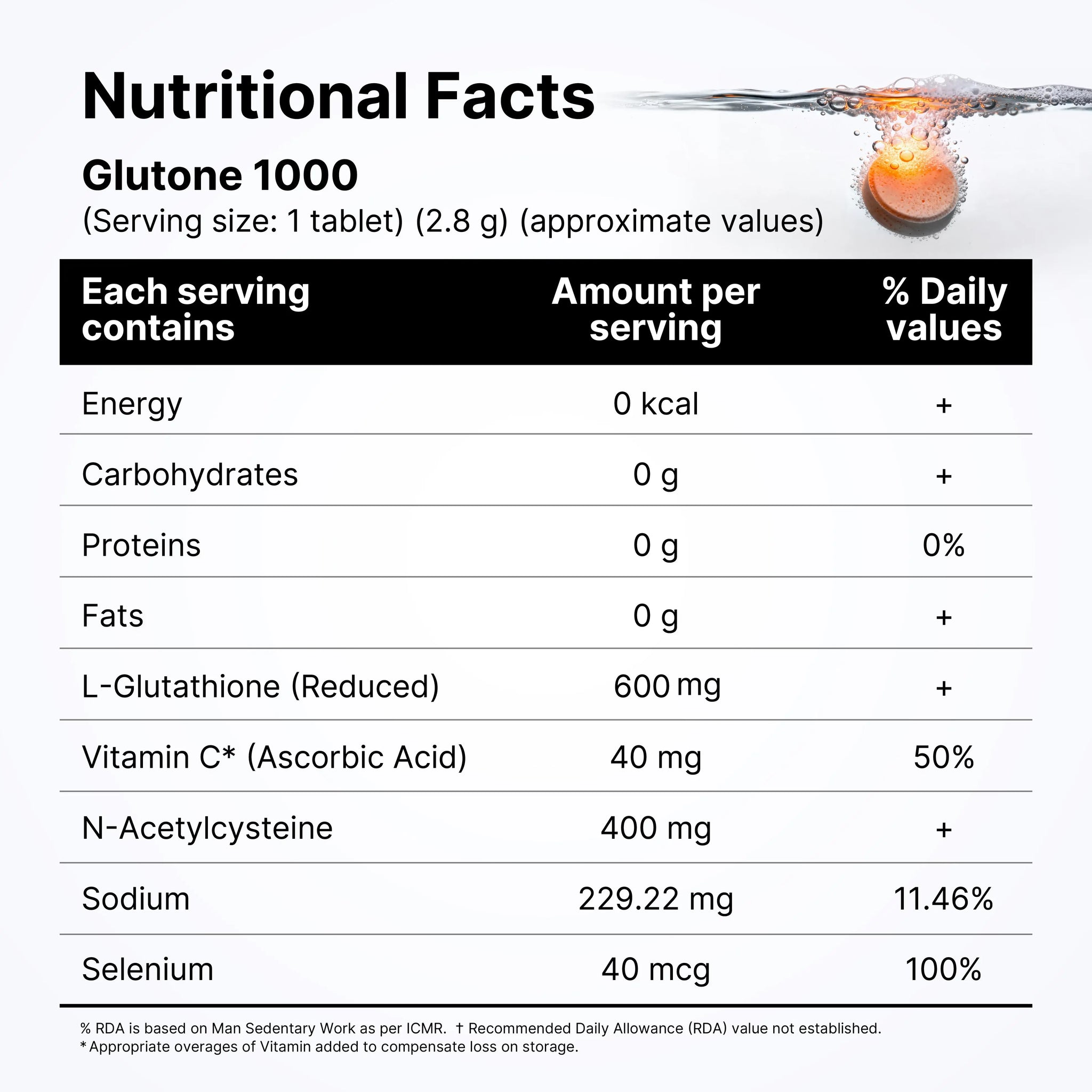Glutone 1000 - Skin Brightening Glutathione Tablet 