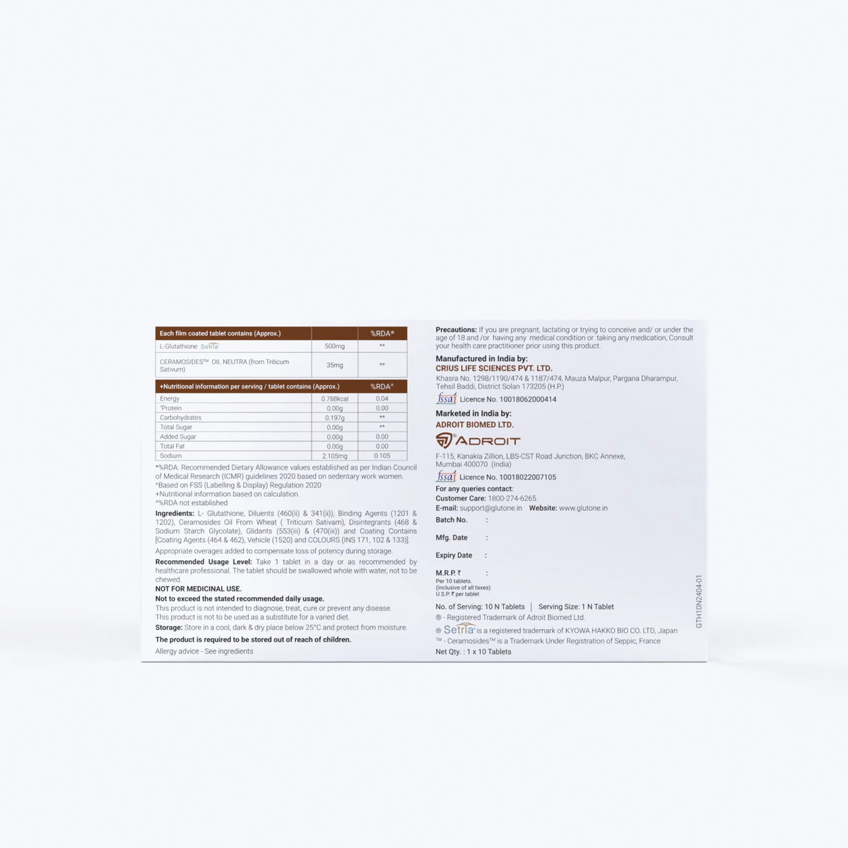 rda of glutathione Dry Skin Supplement- Setria Glutathione with Ceramosides Tablets for Dry  Skin
