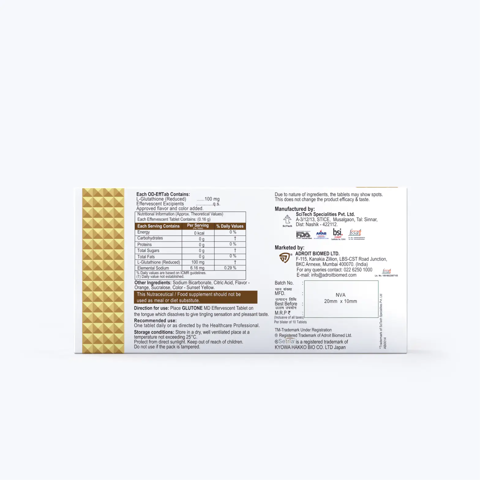 Glutone MD - Mini Effervescent Glutathione Tablet 