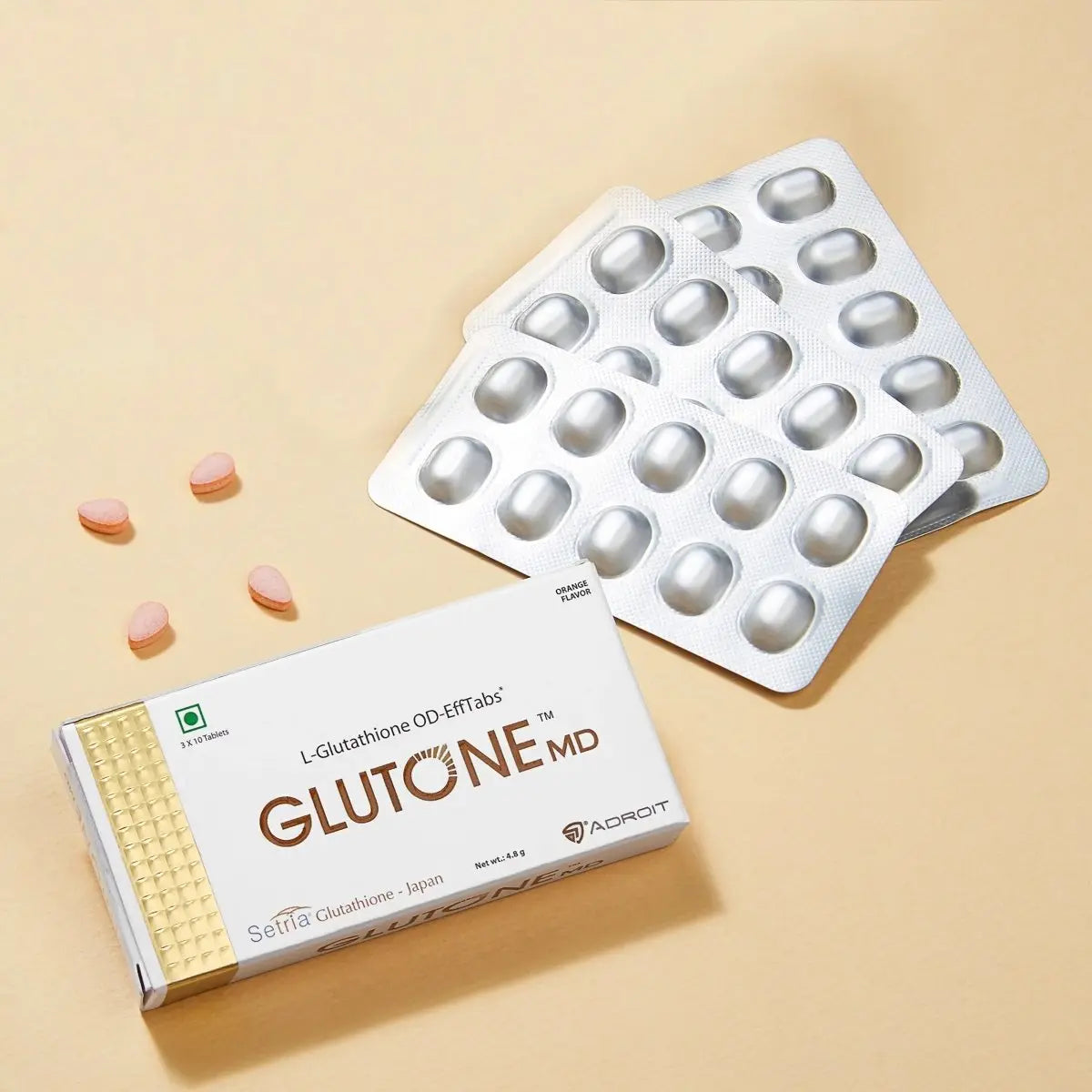 Glutone MD Orally Dissolving Mini Effervescent Setria Glutathione Tablets I 30 Tablets I Skin Glow and Radiance I Beauty from Within